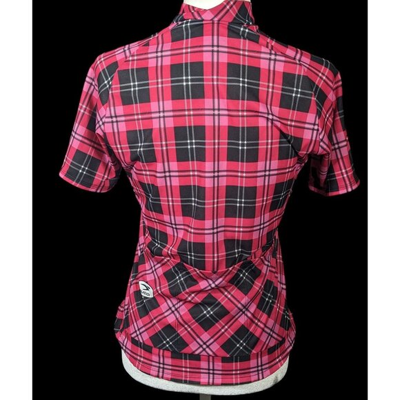 Sugoi Lumber Jane Pink And Black Plaid Cycling Jersey With Pockets Size Small - Picture 2 of 16